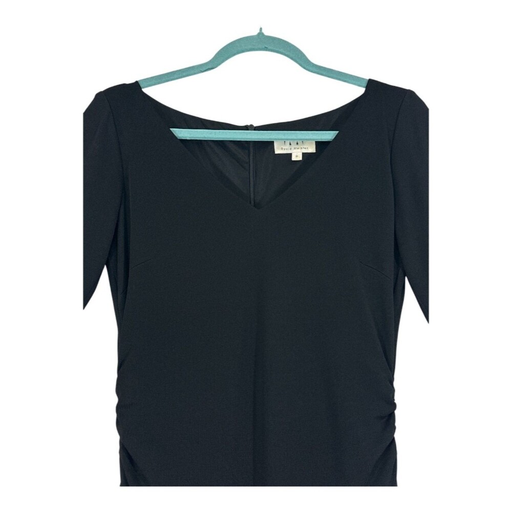 Vintage David Meister Black Ruched Dress Size 8 Carolyn Bessette Kennedy Style U - Picture 3 of 9